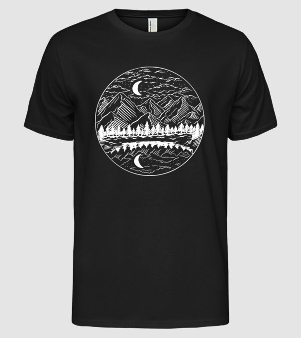 Peisaj de Noapte model negru pe tricou