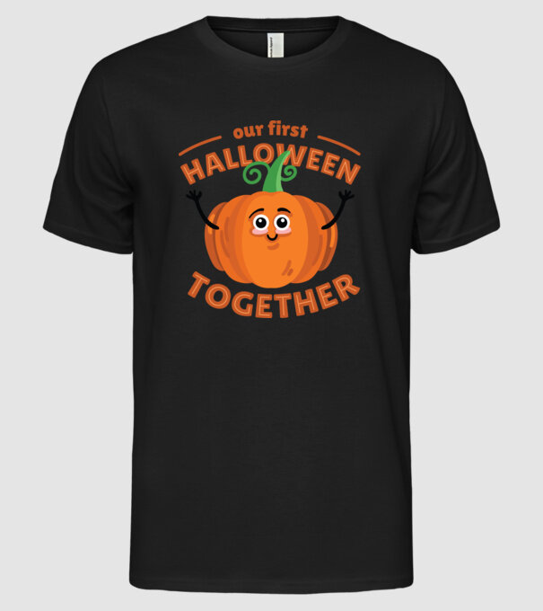 Primul nostru Halloween împreună model negru pe tricou