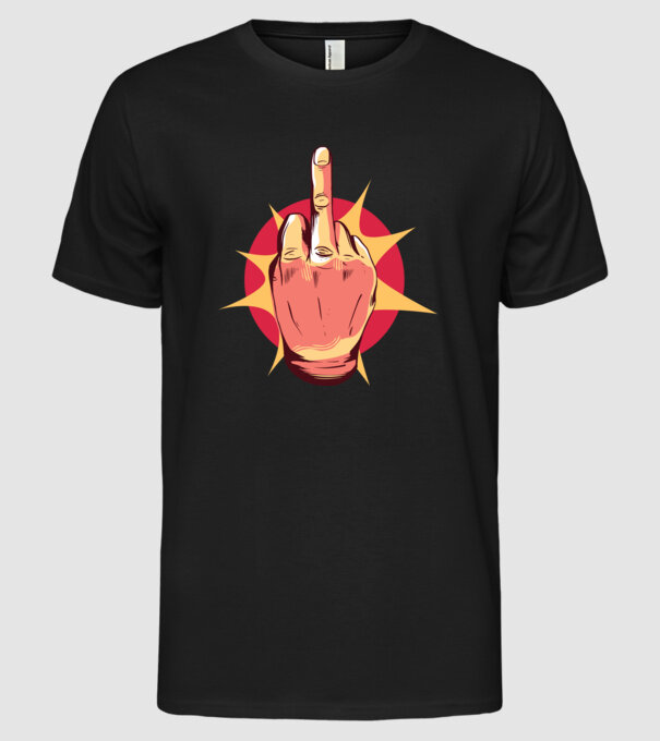 Tricou arată degetul model negru pe tricou