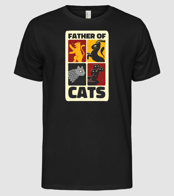 Father of Cats Game of Thrones parodie model negru pe tricou