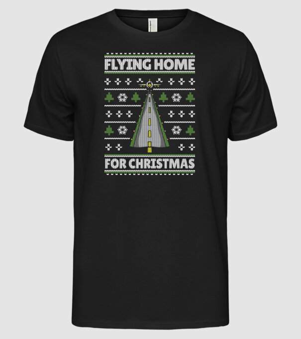 Flying Home for Christmas Pulover urât model negru pe tricou