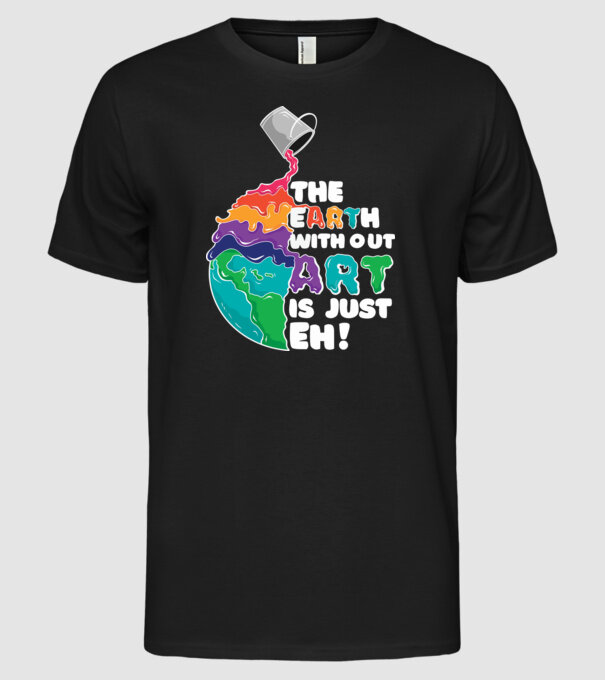 Pământ Artă model negru pe tricou