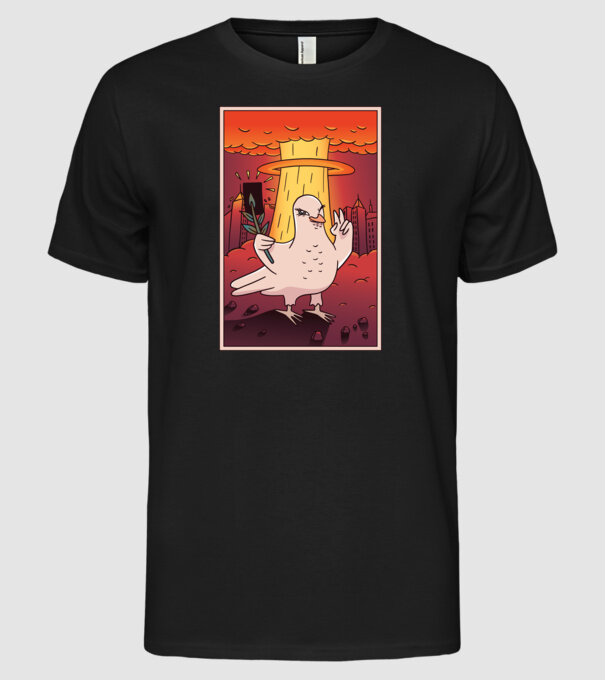 Selfie Porumbel Bombă nucleară model negru pe tricou