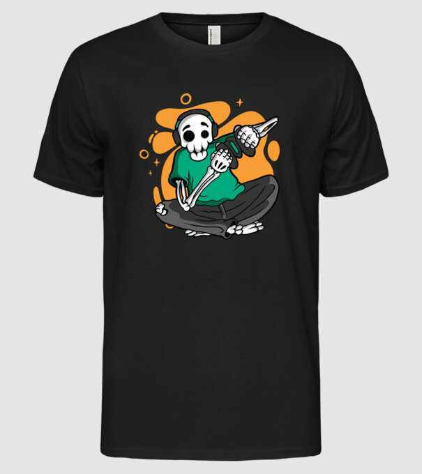 Schelet Gamer model negru pe tricou
