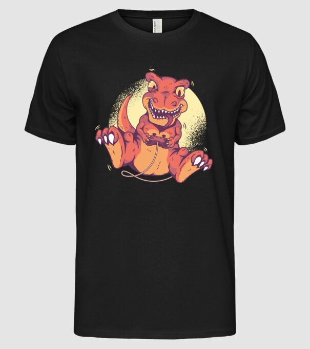 Dinozaur Gamer tricou model negru pe tricou