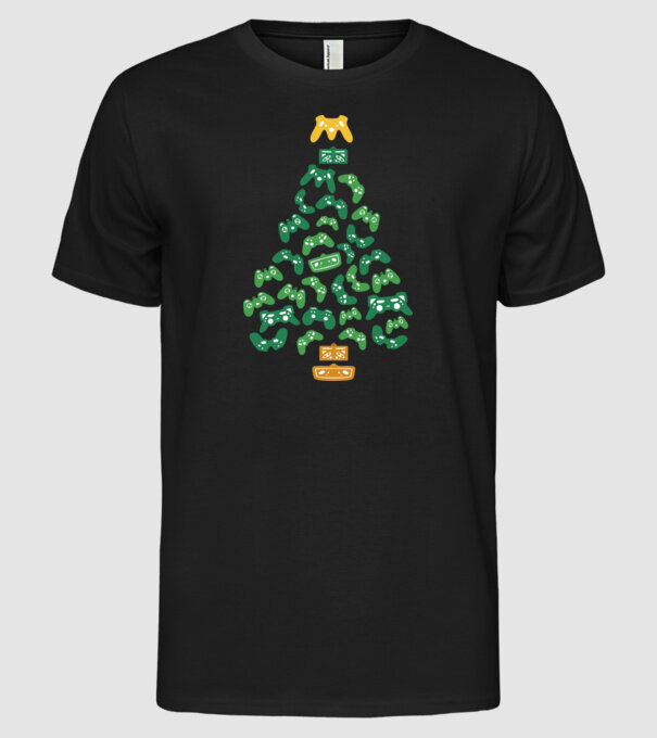 pom de Crăciun Gamer model negru pe tricou