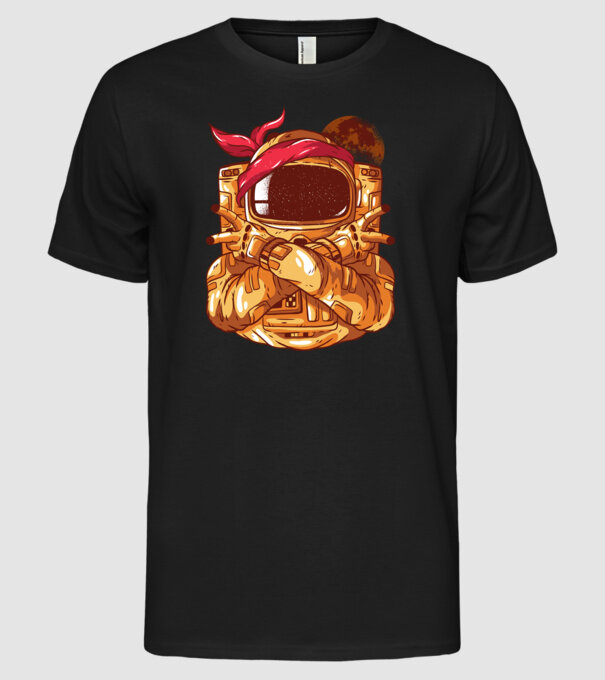 Gangsta Astronaut astronaut rapper model negru pe tricou