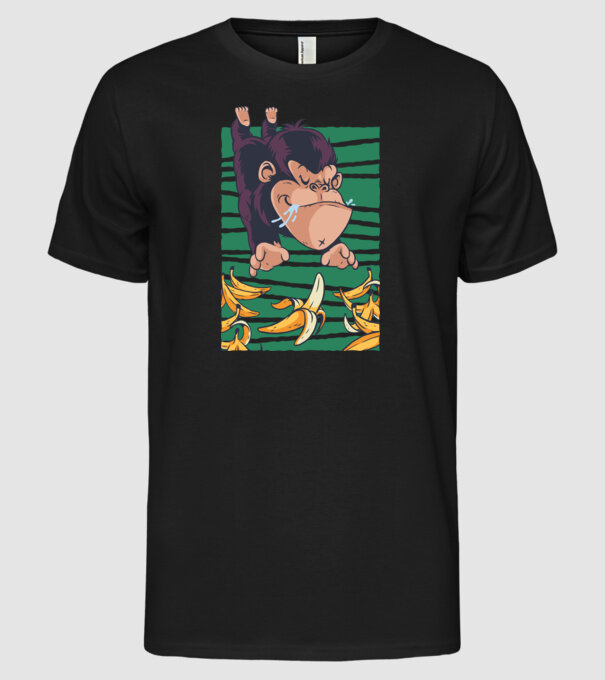 Gorilă Banană model negru pe tricou