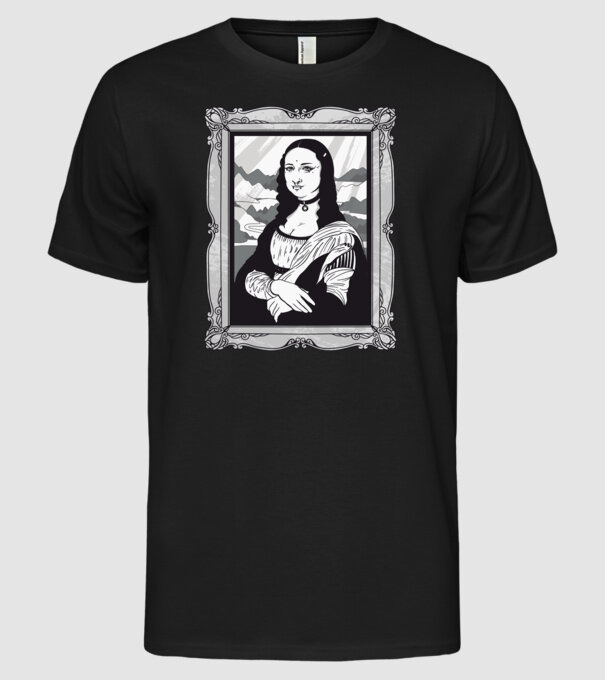 Mona Lisa gotică model negru pe tricou