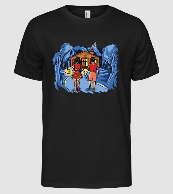 Copii în pădure Poveste model negru pe tricou