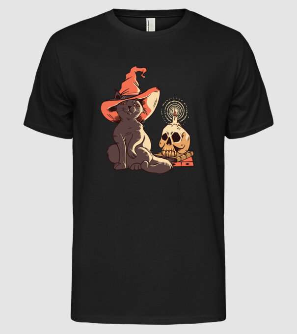 Pisică Halloween model negru pe tricou
