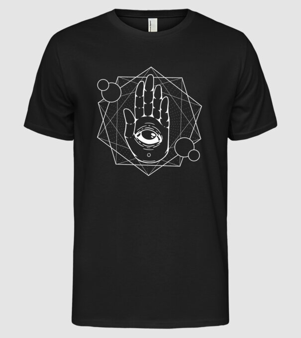 Mână Hamsa - Mâna lui Dumnezeu model negru pe tricou
