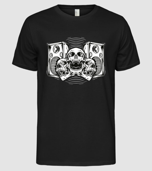 Cranii difuzor model negru pe tricou