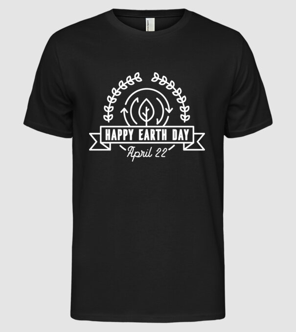 Happy Earth Day - Ziua Pământului model negru pe tricou
