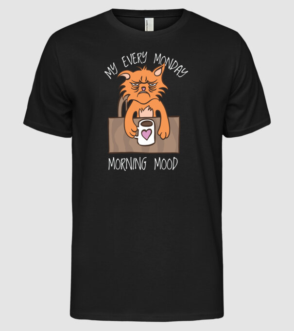 Starea mea de spirit de luni model negru pe tricou