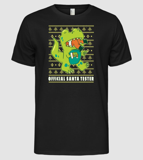 Tester oficial Moș Crăciun model negru pe tricou