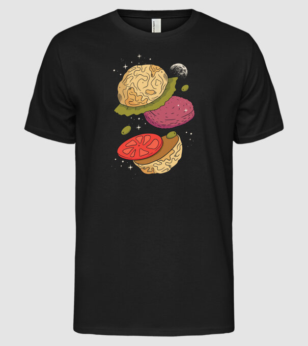 Burger lună model negru pe tricou