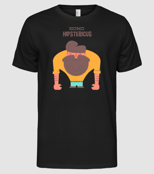 Homo Hipstericus model negru pe tricou