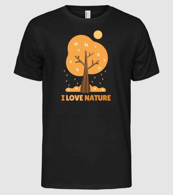 I Love Nature model negru pe tricou