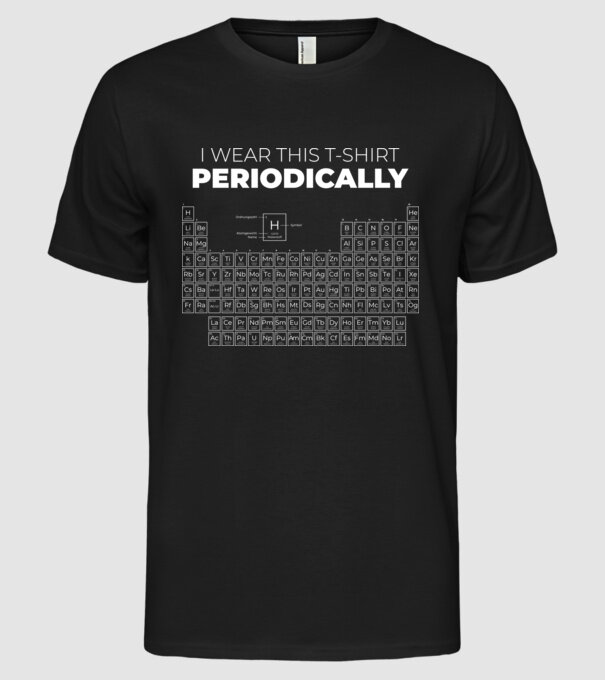 I wear this t-shirt periodically model negru pe tricou