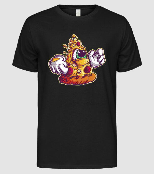Pizza Illuminati model negru pe tricou