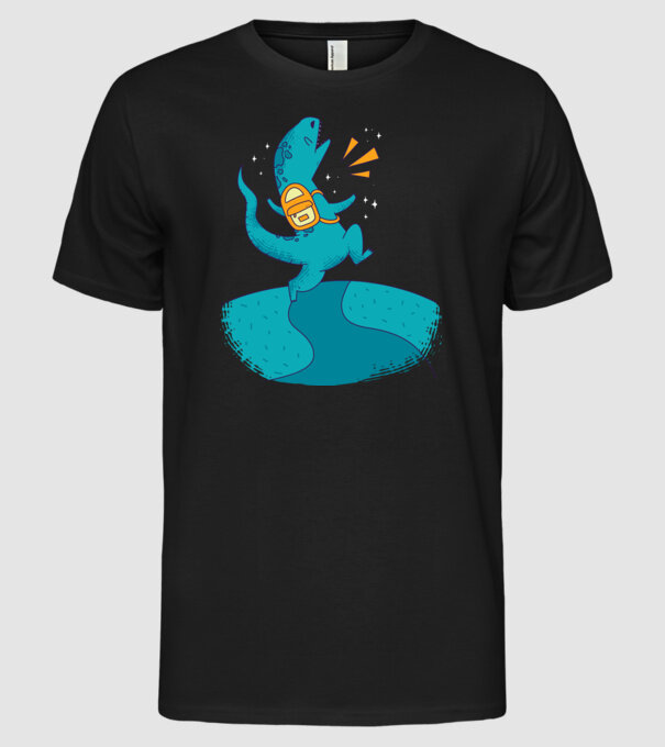 Dinozaur școlar model negru pe tricou
