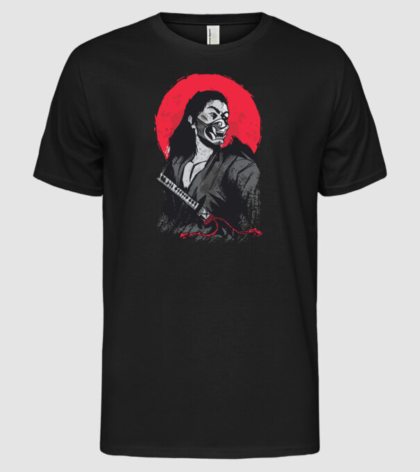 Războinic japonez model negru pe tricou