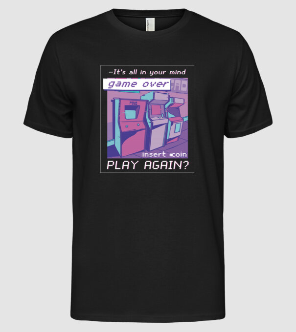 Sala de jocuri Retro Arcade model negru pe tricou