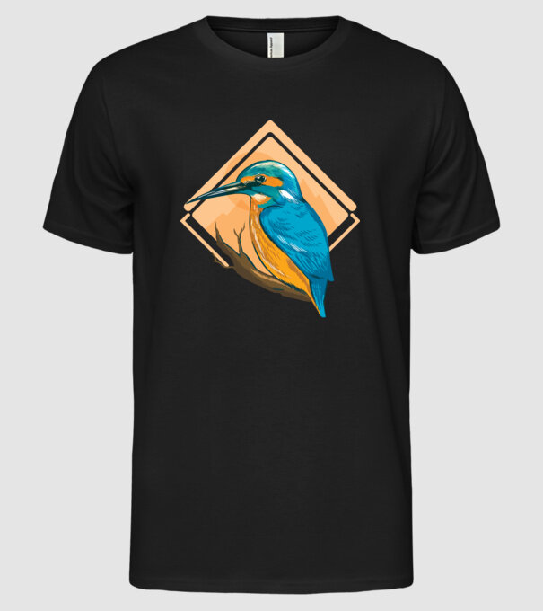 Pescăruș albastru model negru pe tricou