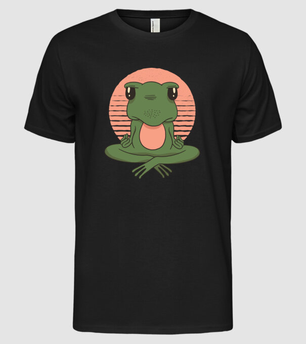 Yoga Broască model negru pe tricou