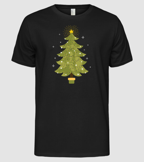 Pom de Crăciun model negru pe tricou