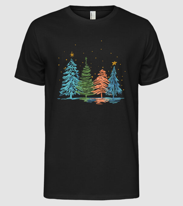 Pom de Crăciun desen model negru pe tricou