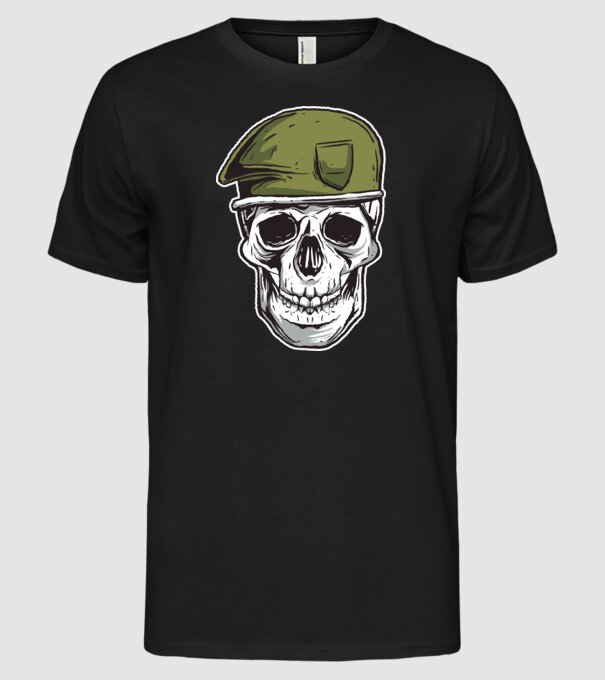 Craniu Soldat model negru pe tricou
