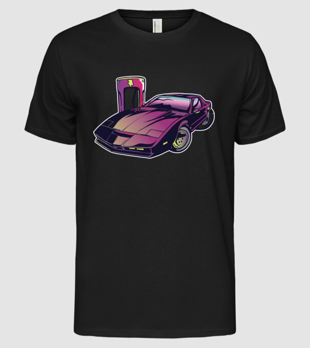 Kitt pe încărcător electric tricou amuzant model negru pe tricou