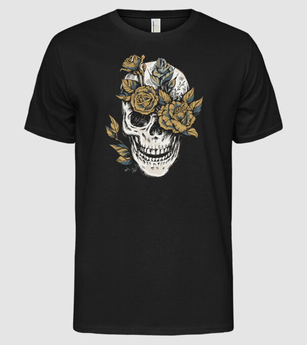 Craniu model negru pe tricou