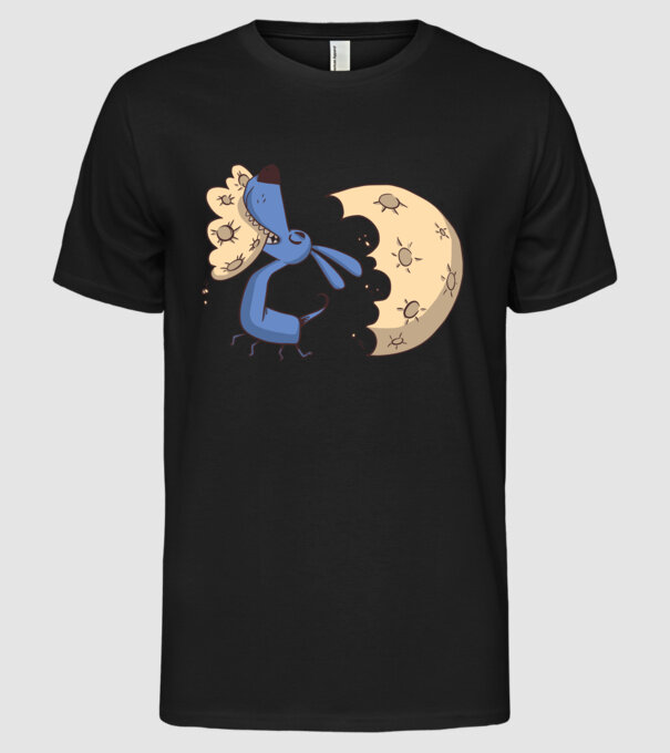 Câine Luna Mușcătură model negru pe tricou