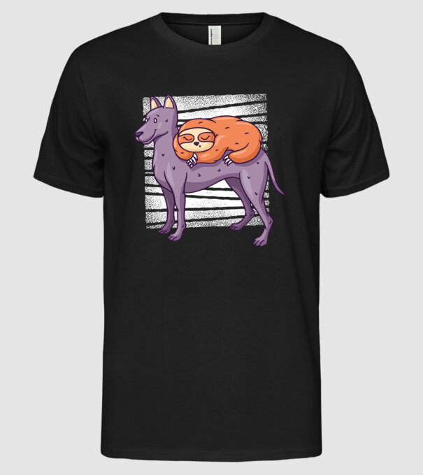 Leneș pe câine model negru pe tricou