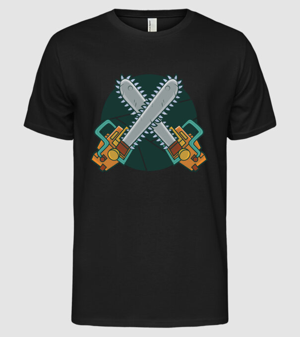 Drujbă tăietor de lemne model negru pe tricou