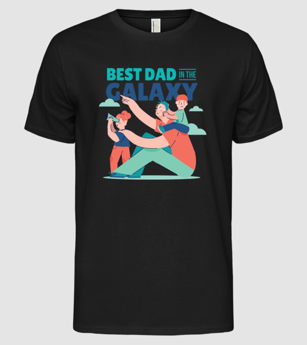 Cel mai bun tată din Galaxie model negru pe tricou