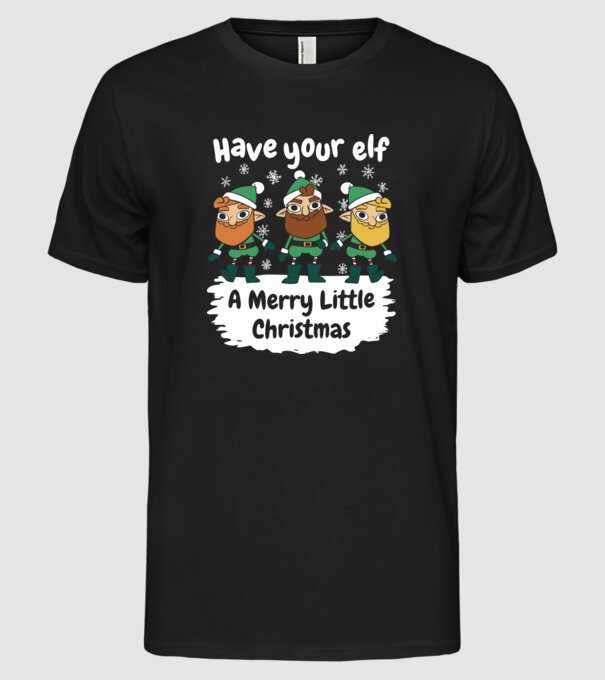 Să ai un Crăciun fericit de Elf model negru pe tricou