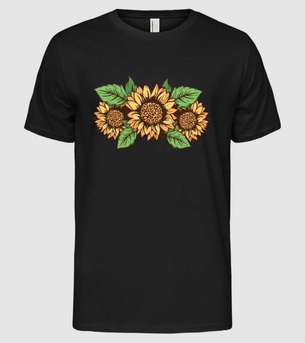 Floare leopard model negru pe tricou