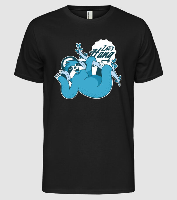'Let''s Hang tricou cu leneș' model negru pe tricou