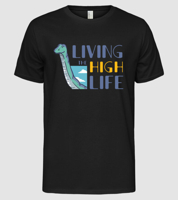 Living the High Life Dinosaur model negru pe tricou