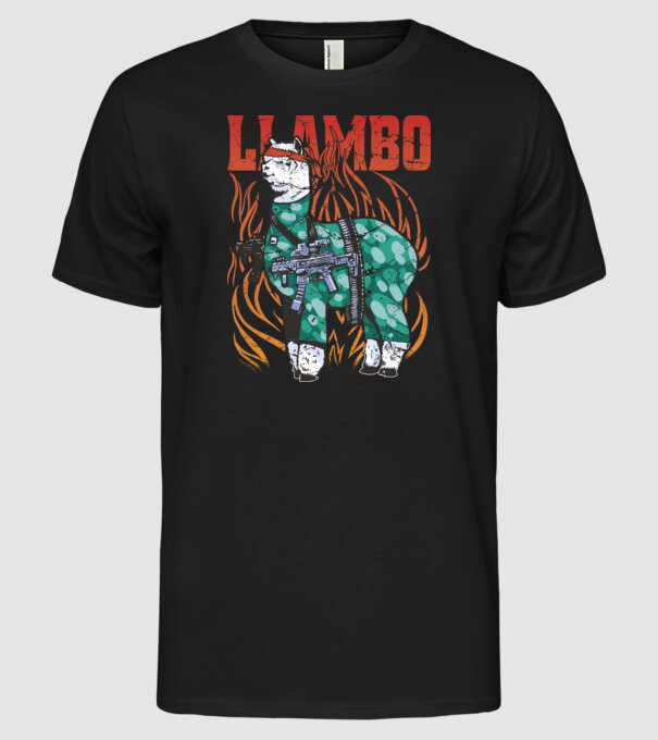 Llambo Lama model negru pe tricou