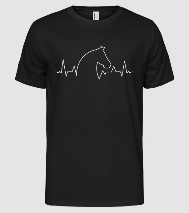 Bătăi de inimă cu cal model negru pe tricou