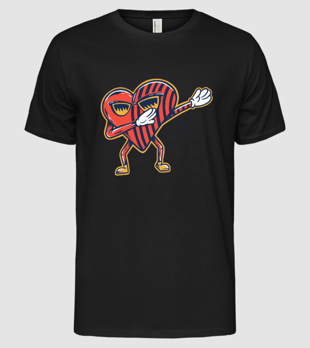 Inimă DAB cărți de joc maghiare model negru pe tricou