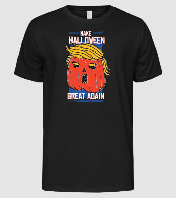 Make Halloween Great Again Trump model negru pe tricou
