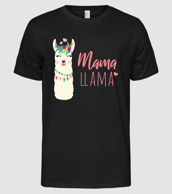 Mama Llama model negru pe tricou