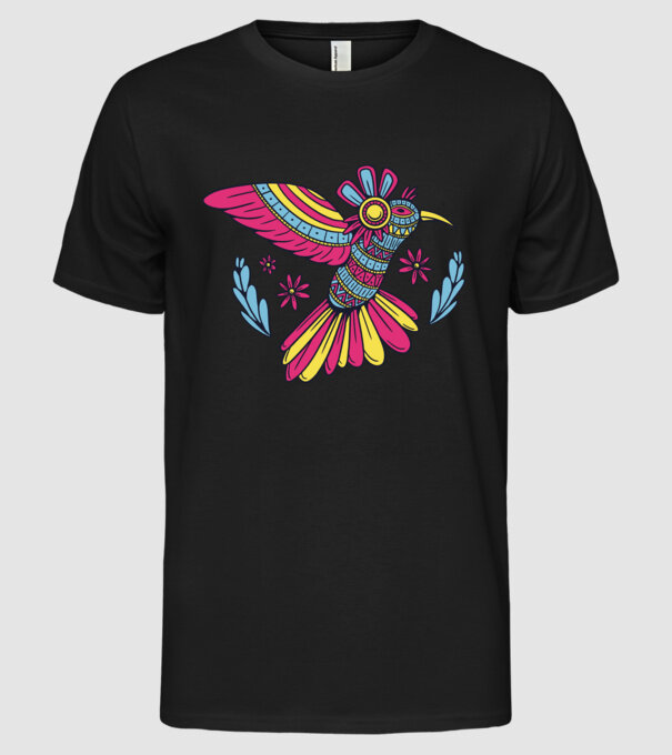 Mandala Colibri model negru pe tricou