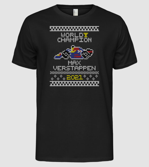Max Verstappen campion mondial Formula 1 model negru pe tricou